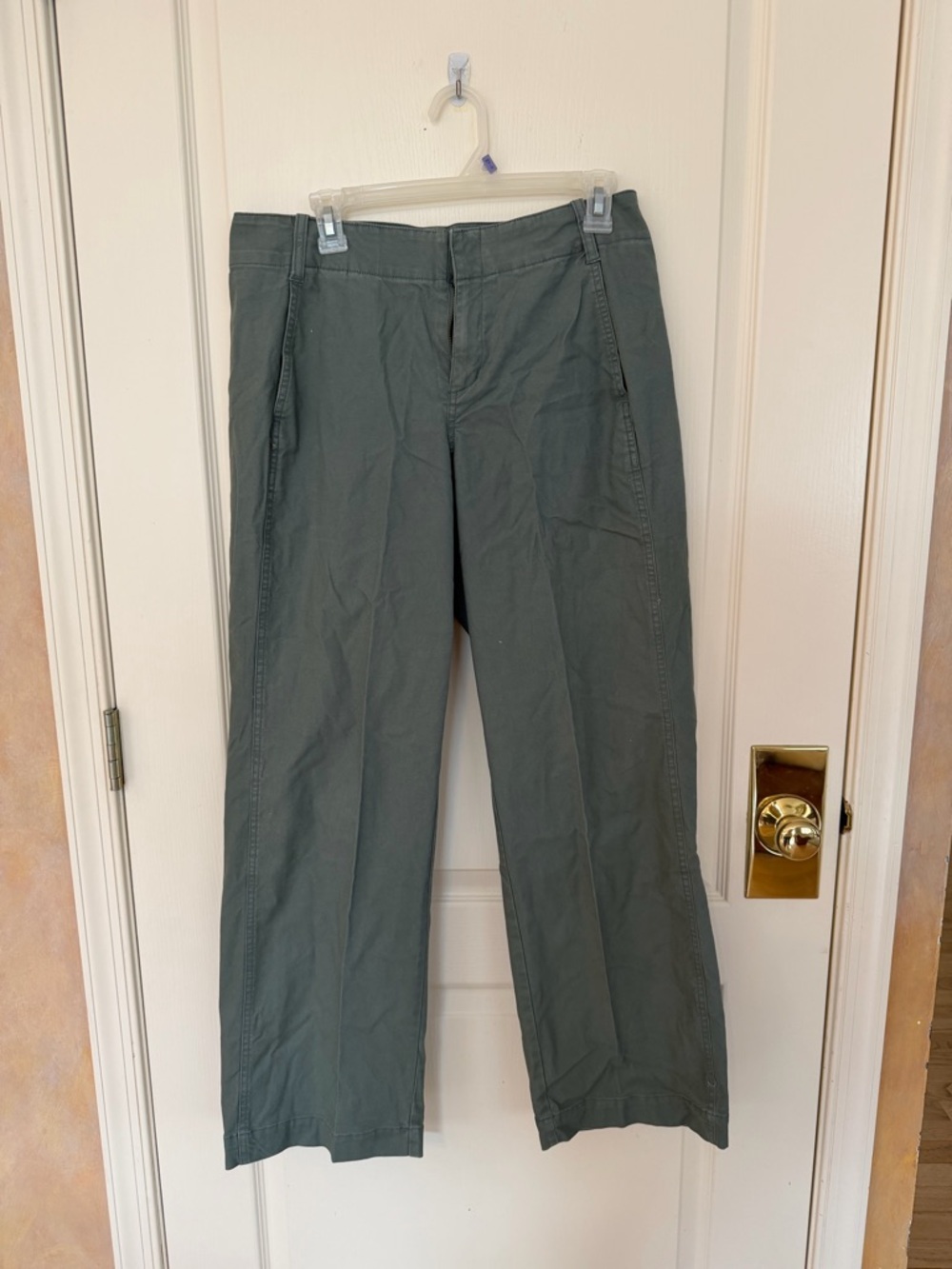 Women’s Straight-Leg Cotton Pants - Olive Green
